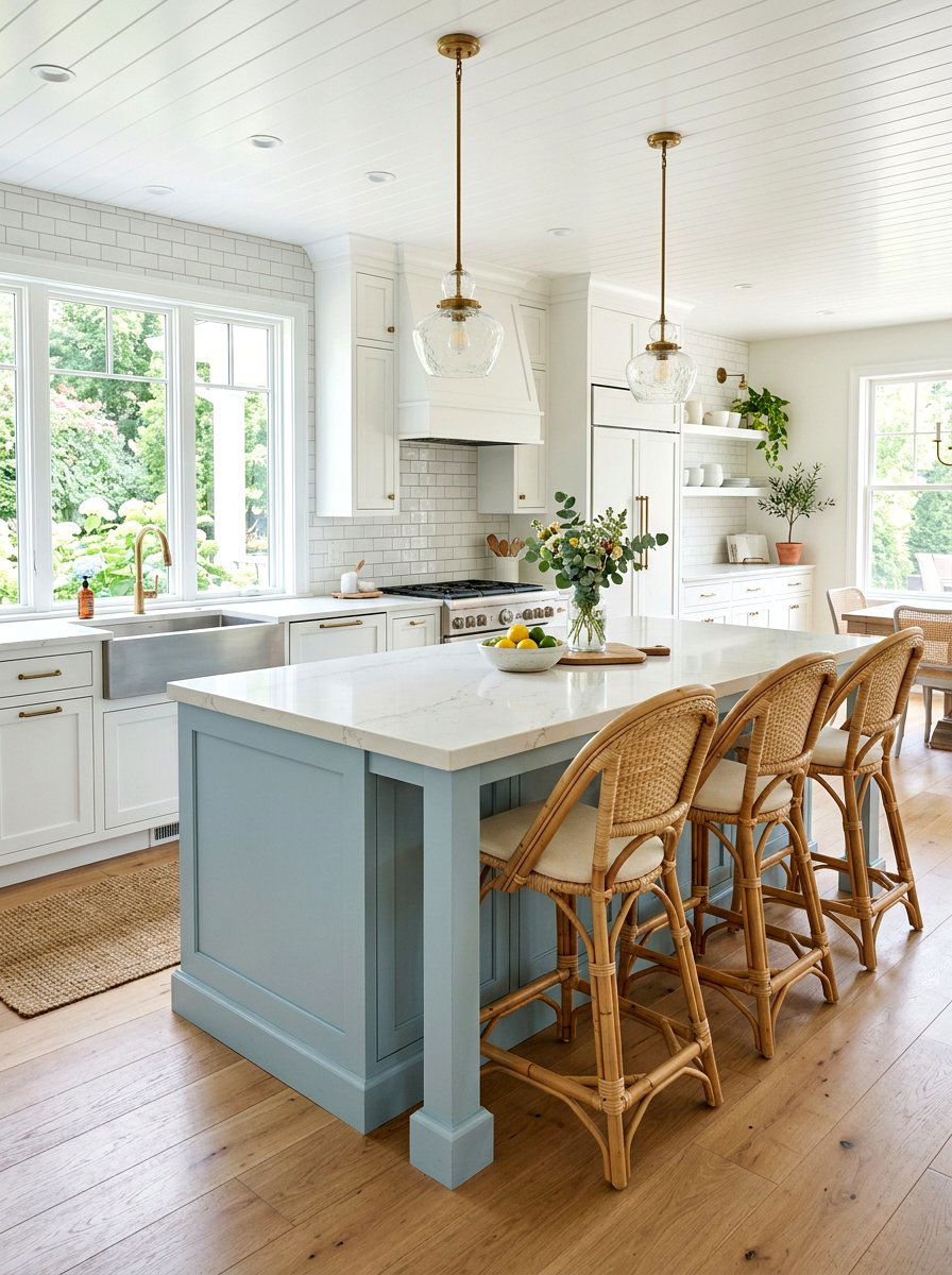 Light blue kitchen island - 30 blue kitchen ideas