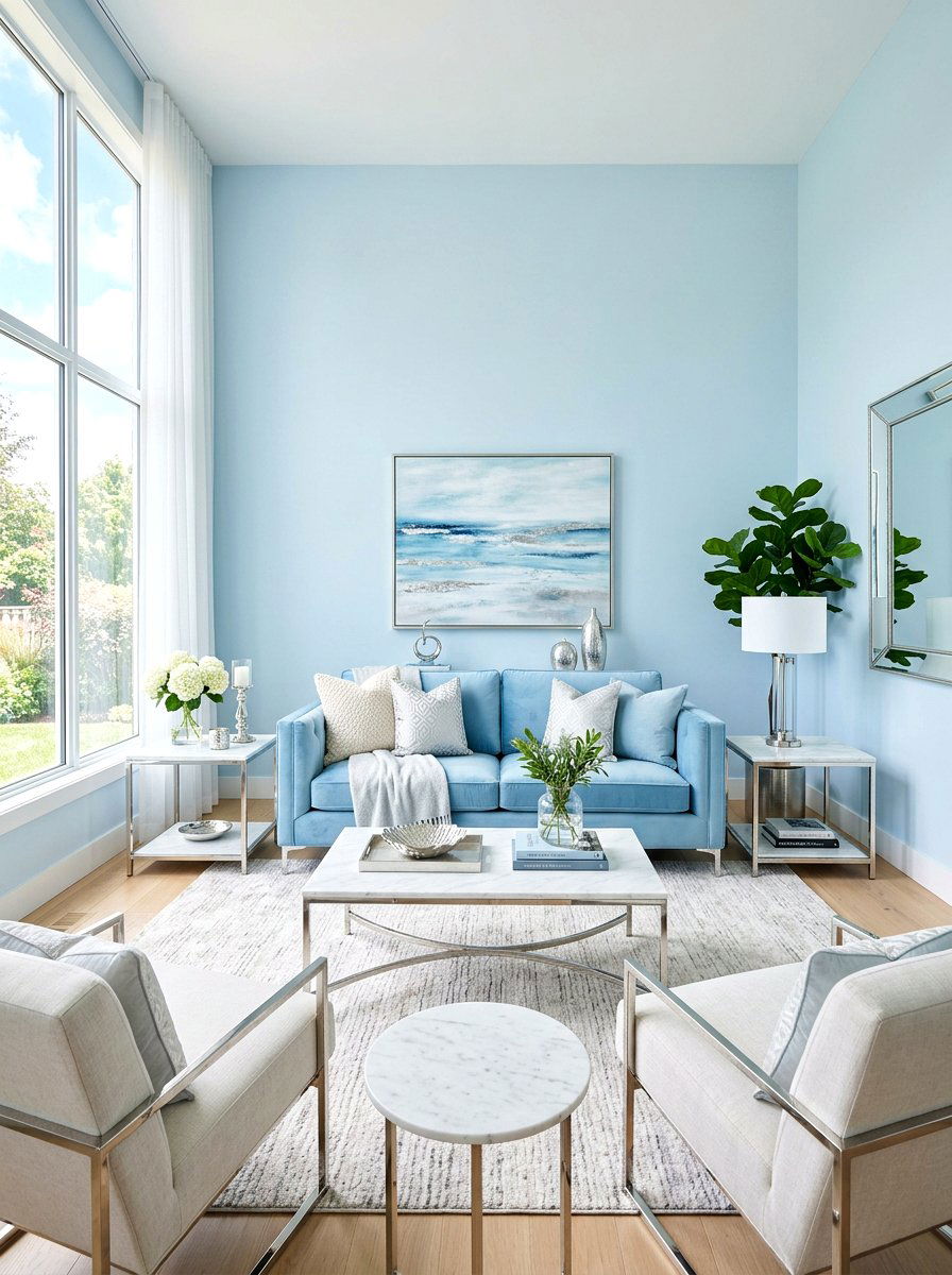 Light blue living room - 30 soft spring living room ideas