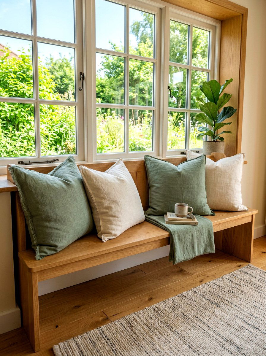 Light linen pillows - 30 summer foyer decor ideas
