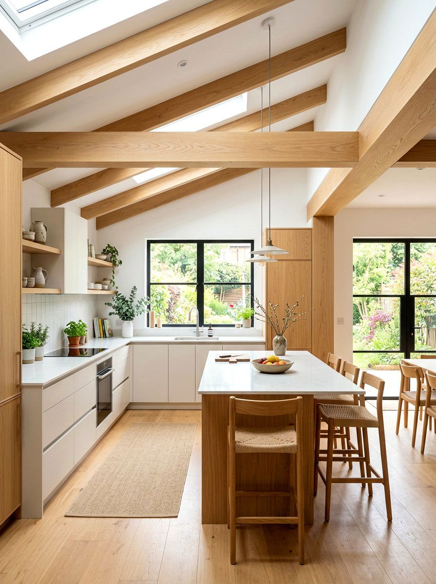 Light oak kitchen beams - 30 kitchen ceiling beam ideas
