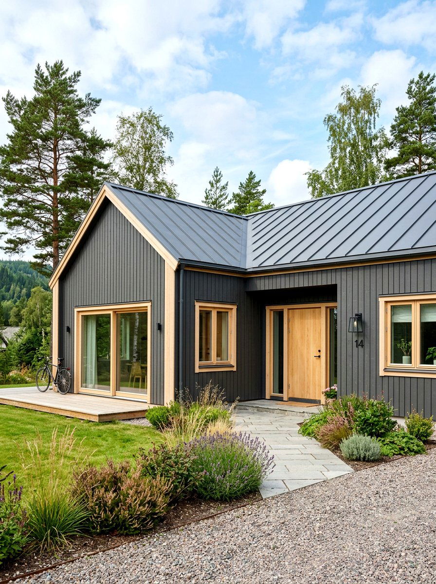 Light oak trim Scandinavian house - 30 Scandinavian house exterior ideas