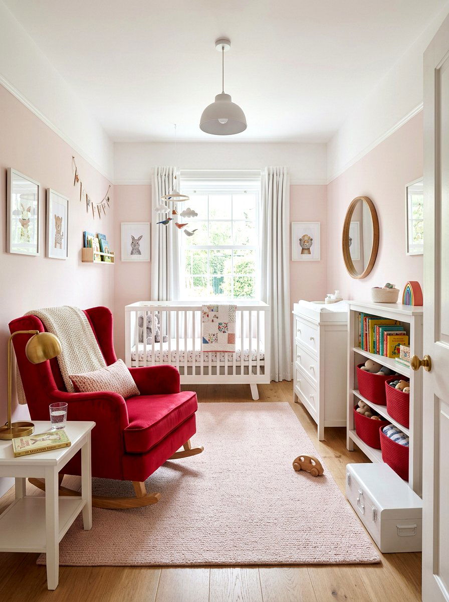 Light pink and ruby red nursery - 30 pink and red home decor ideas