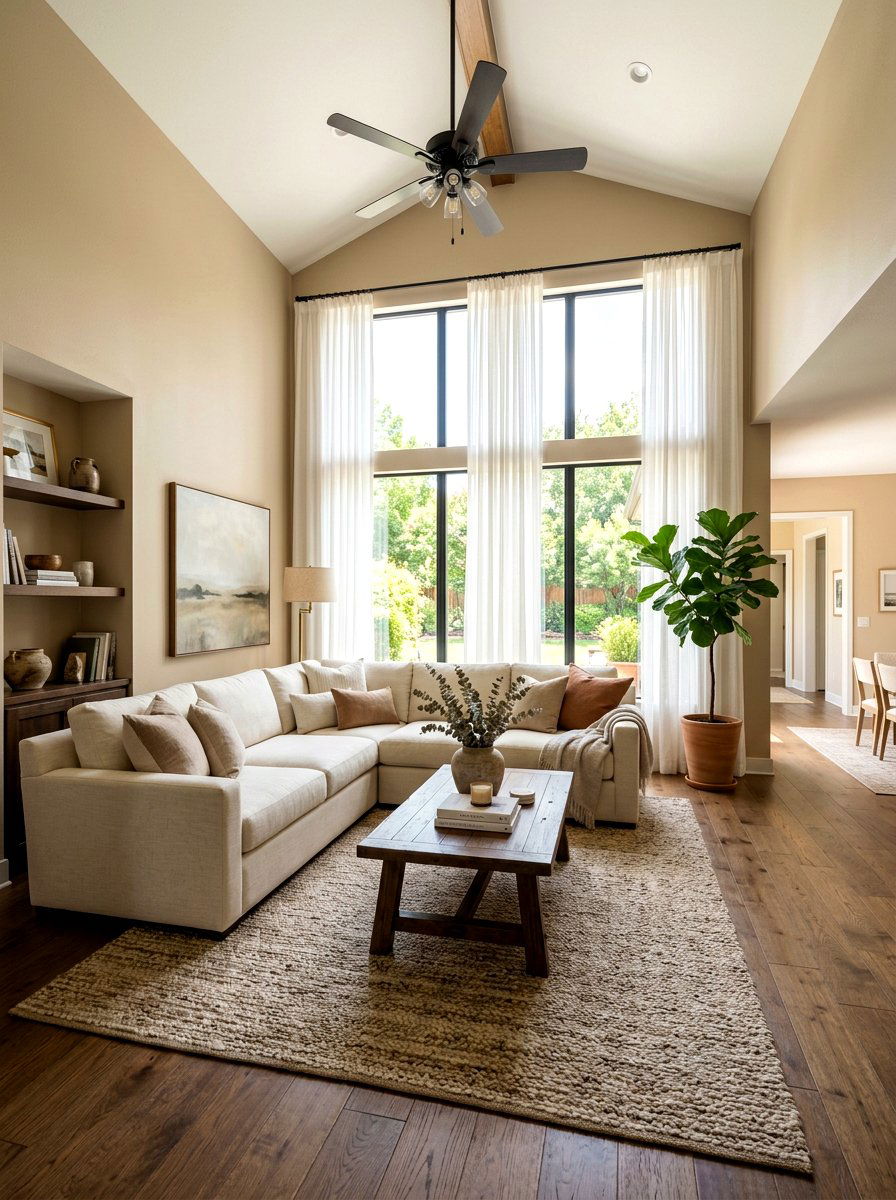Light tan walls - 30 tonal brown living room ideas