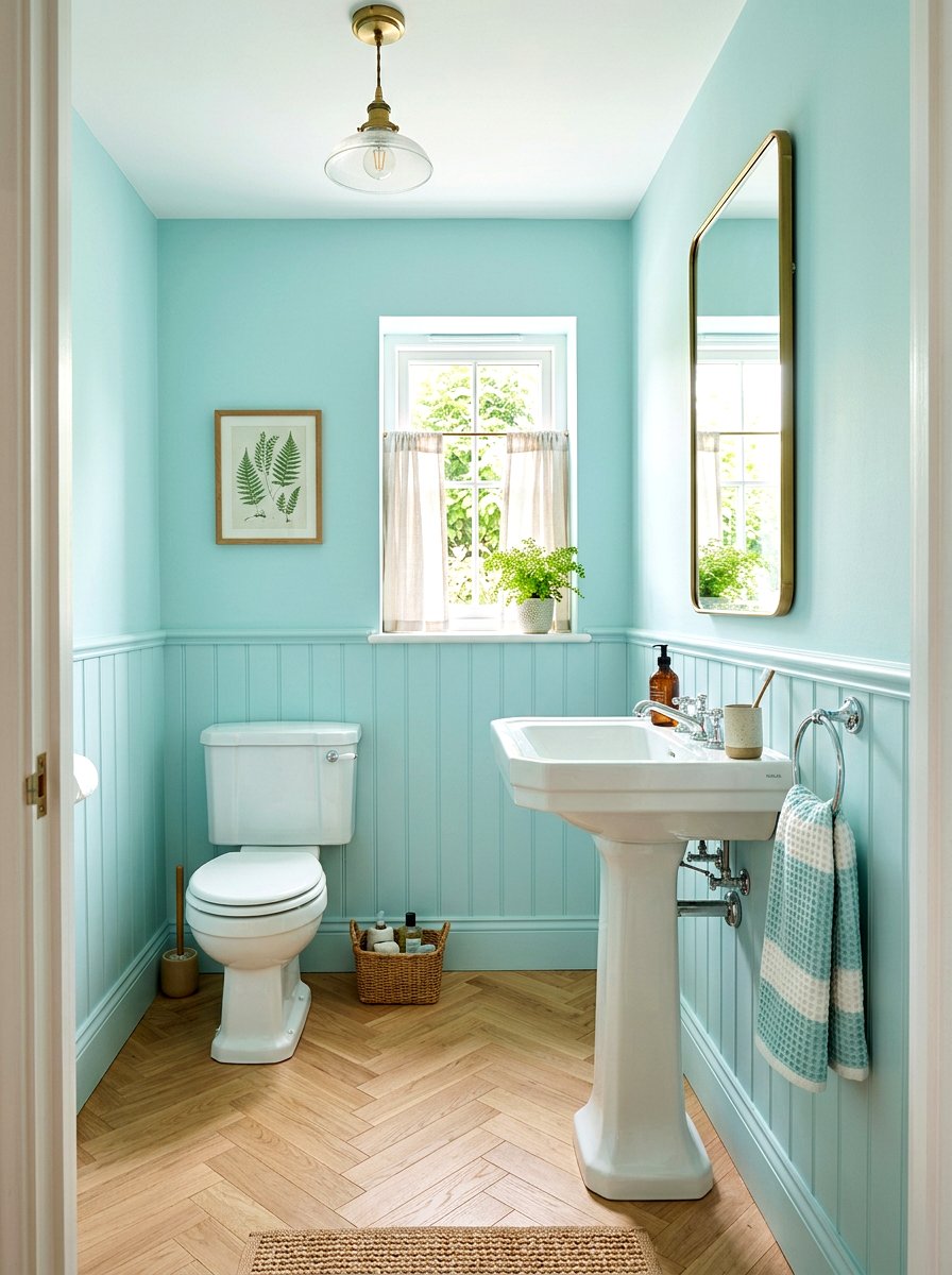 Light turquoise powder room - 30 turquoise bathroom ideas