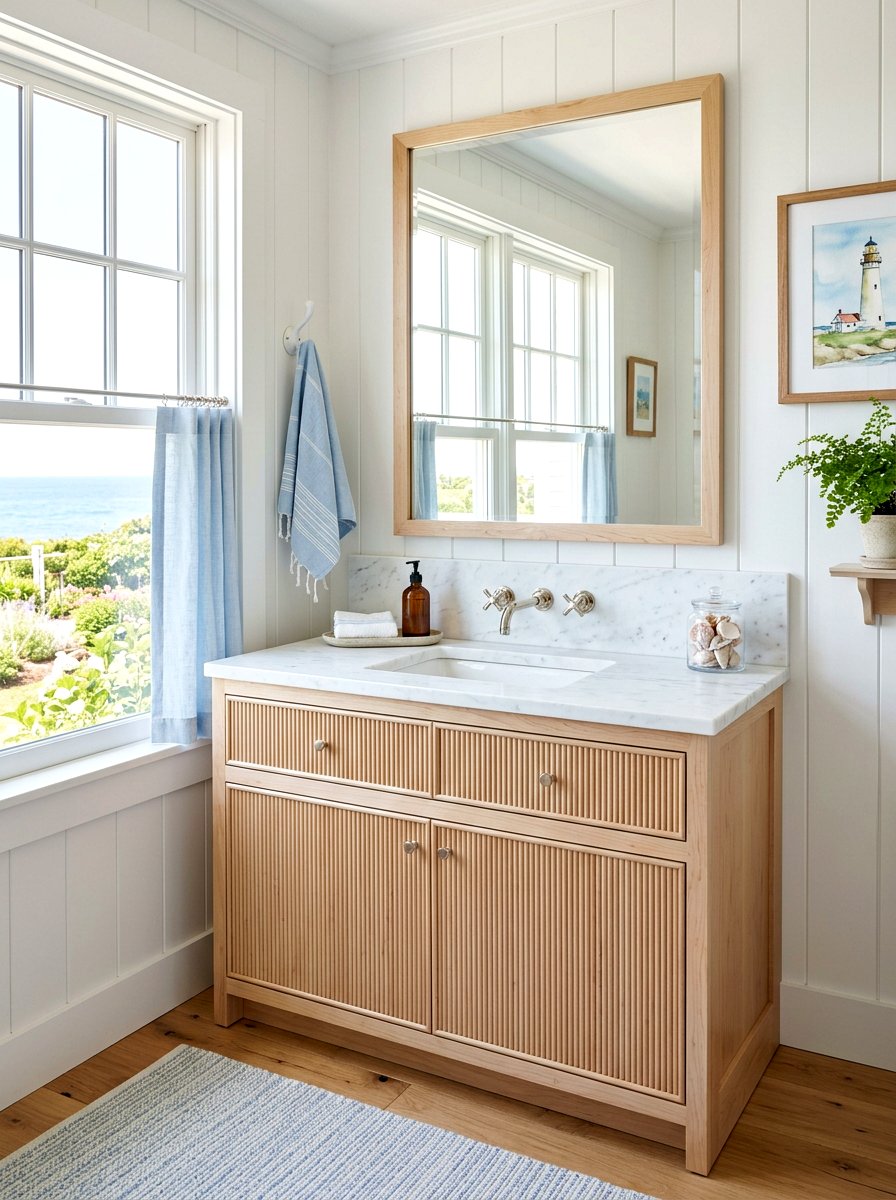 Light wood reeded vanity - 30 reeded vanity bathroom ideas
