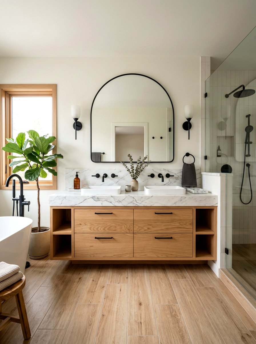 Light wood vanity - 30 Scandinavian bathroom ideas