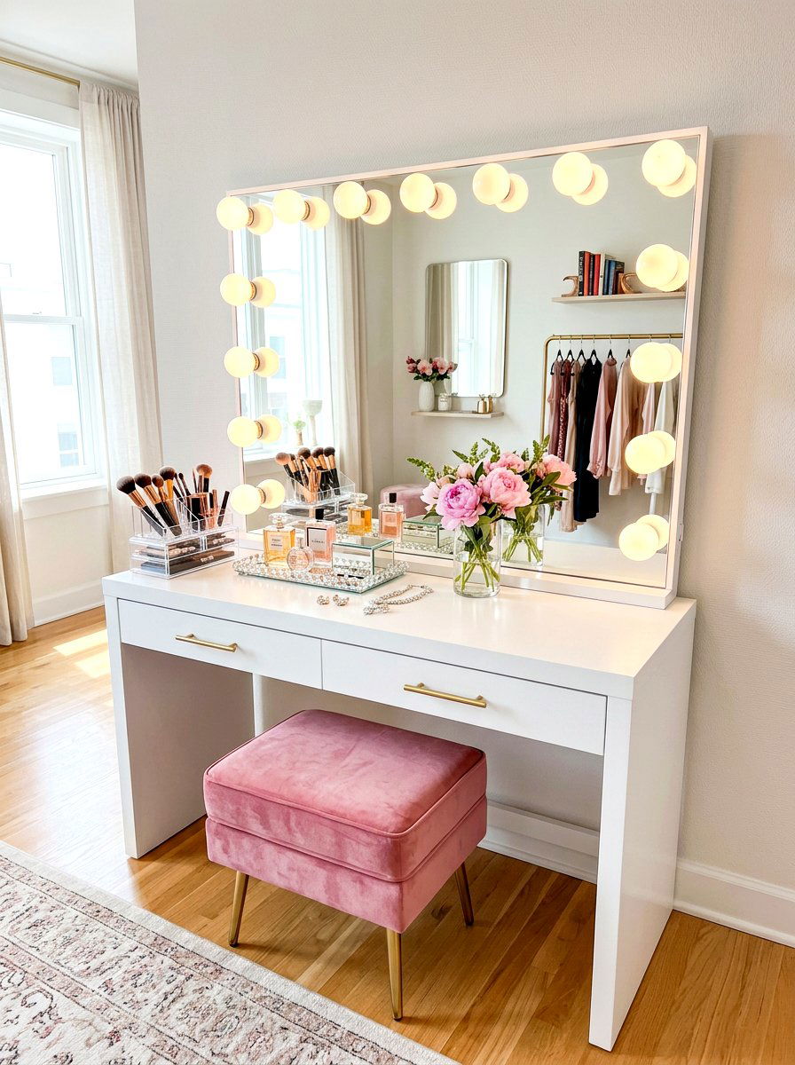 Lighted Mirror Vanity - 30 dress up station ideas