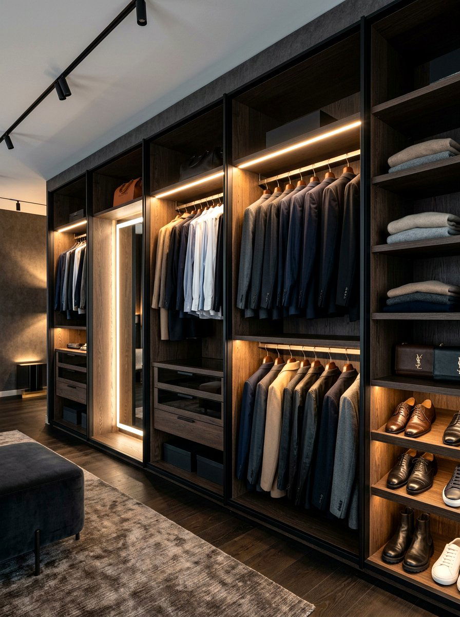 Lighted closet rod - 30 closet lighting ideas