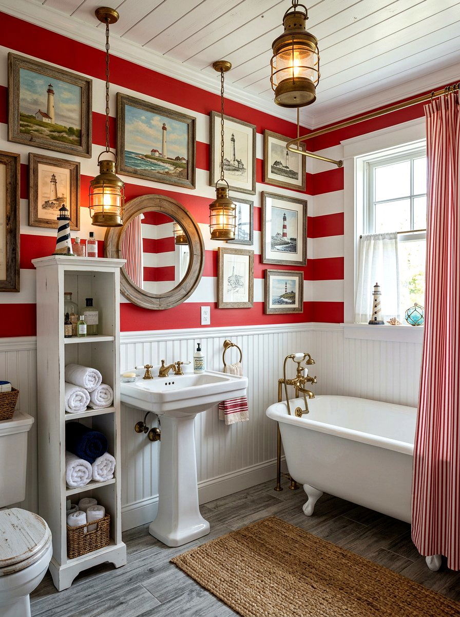 Lighthouse theme bathroom - 30 nautical bathroom ideas