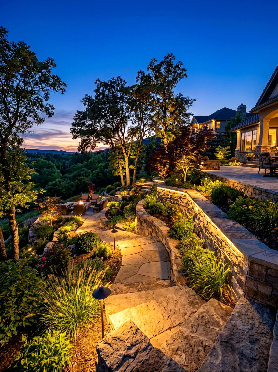Lighting For Sloped Yard - 30 sloped yard landscaping ideas