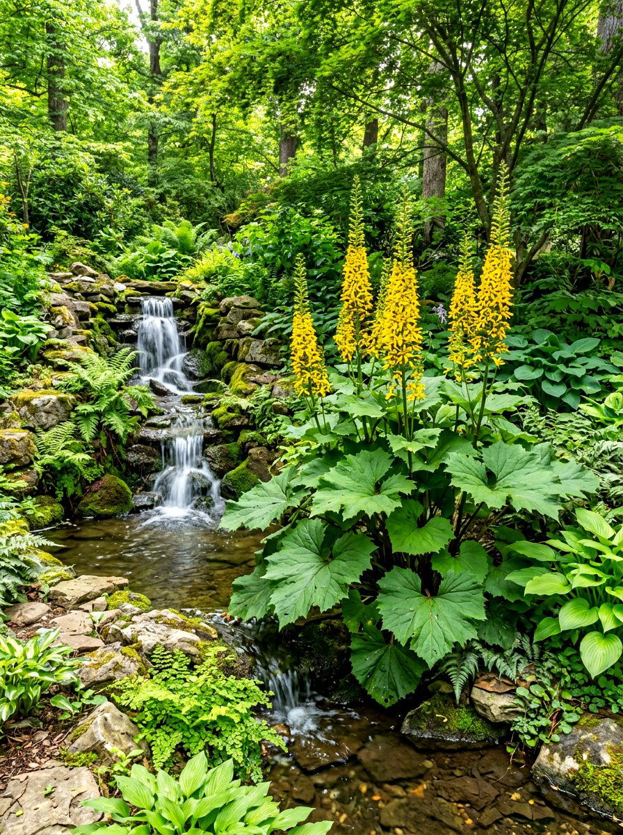 Ligularia Pond Edge Planting - 30 pond edge planting ideas