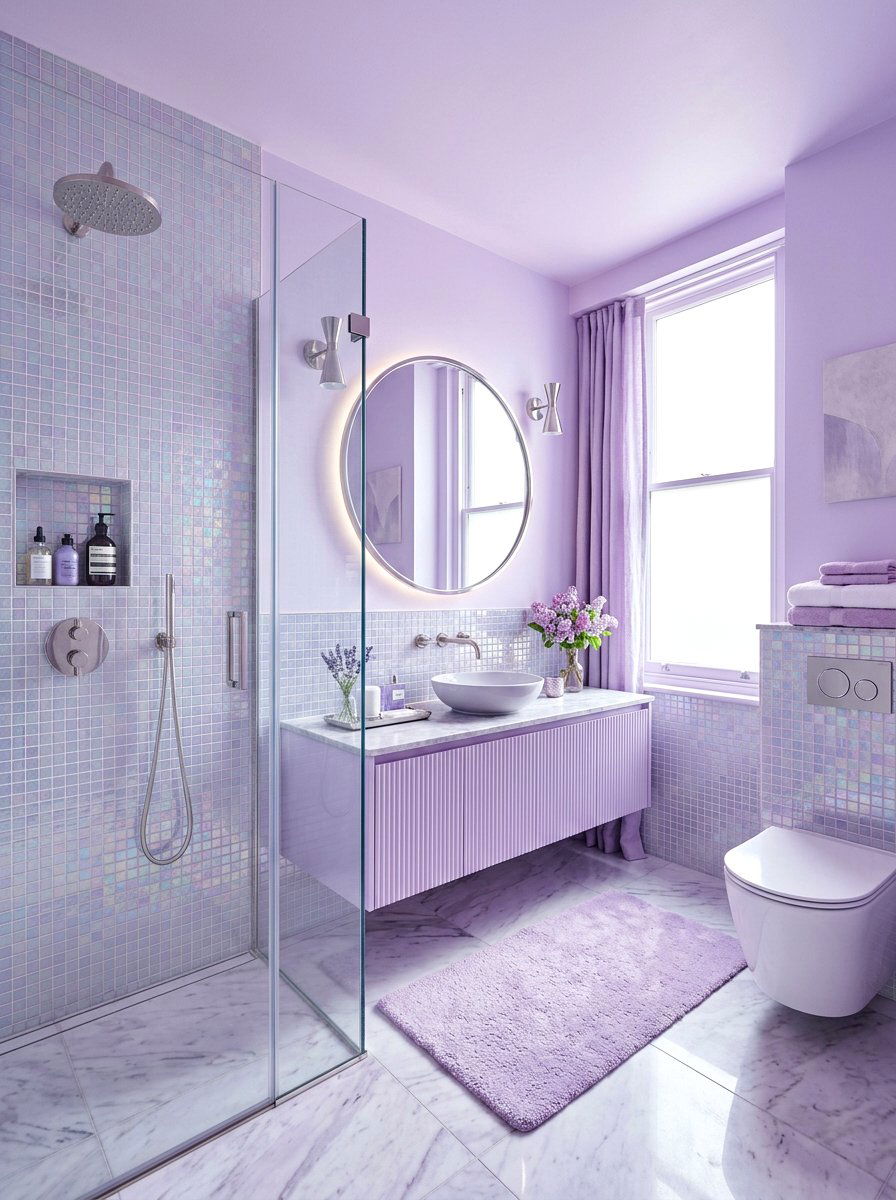 Lilac Pastel Bathroom - 30 bathroom drenching ideas