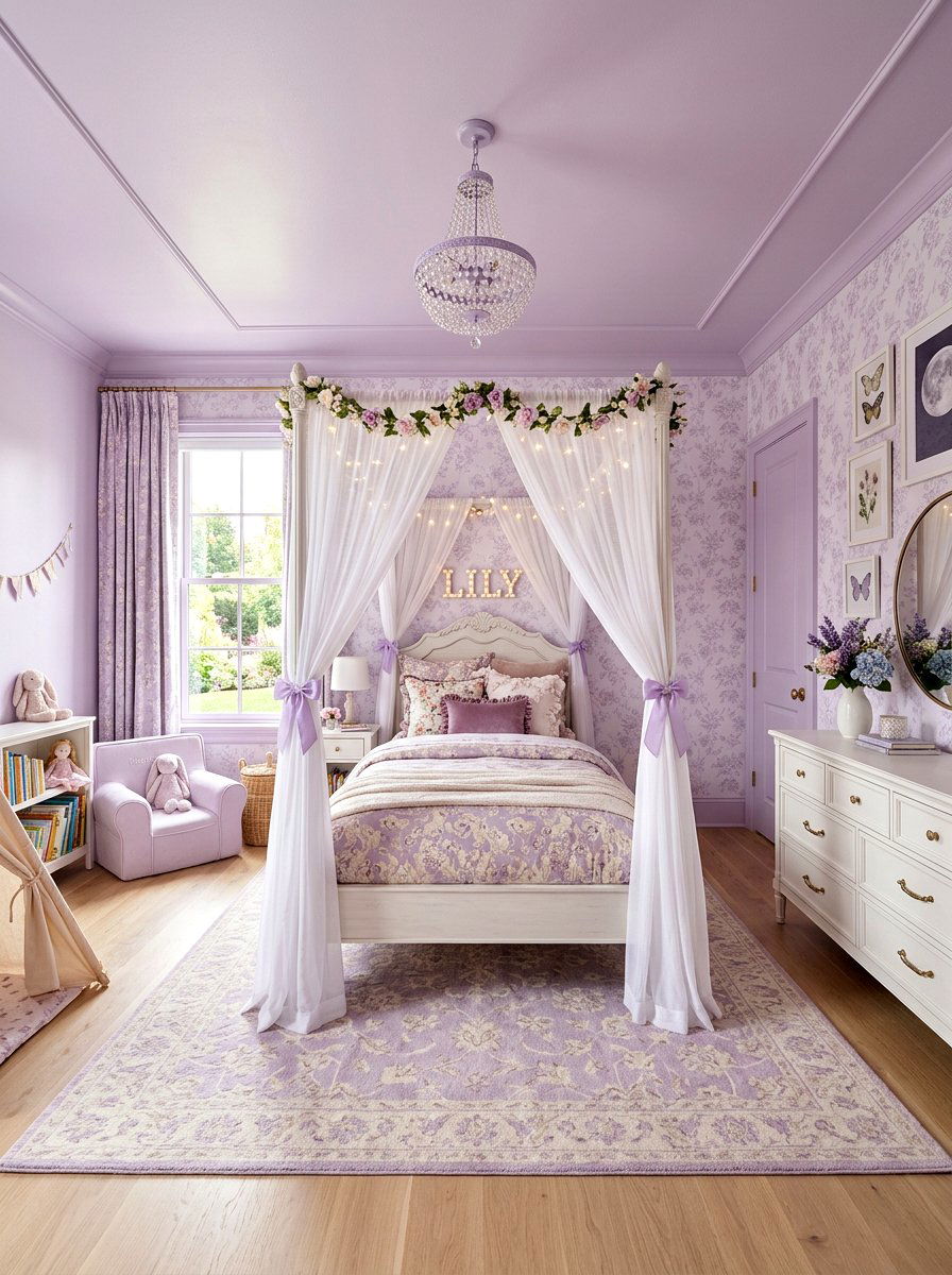 Lilac Purple Girls Room - 30 color drenched kids room ideas