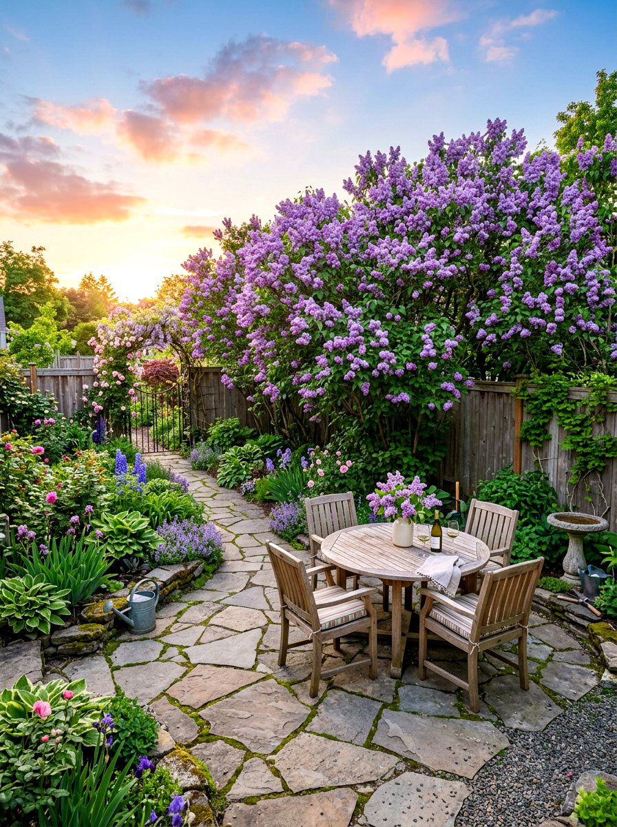 Lilac Shrub Garden - 30 evening fragrance garden ideas