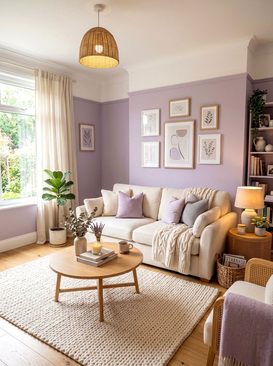 Lilac and cream combination - 30 lilac living room ideas