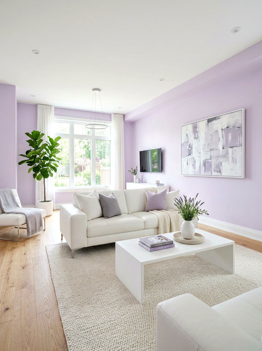 Lilac and white furniture - 30 lilac living room ideas