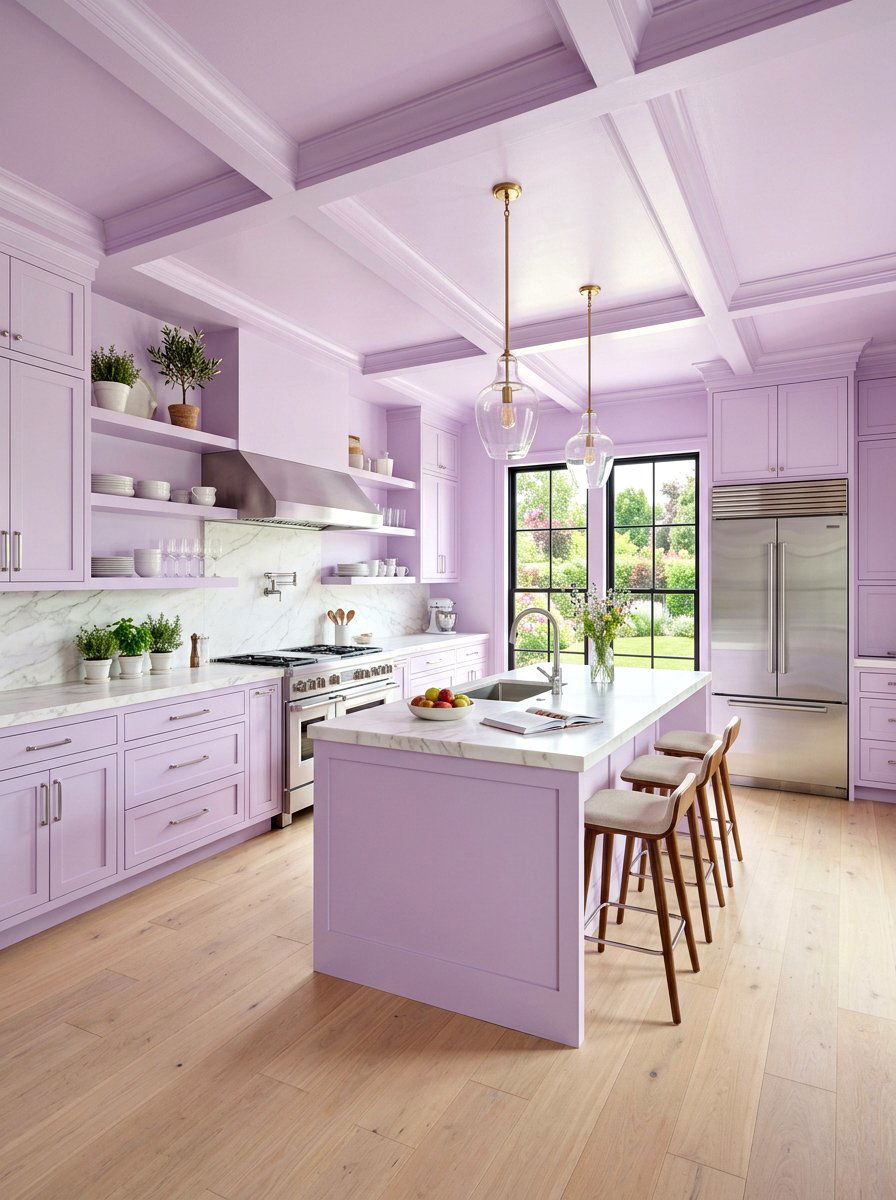 Lilac kitchen - 30 color drenched kitchen ideas