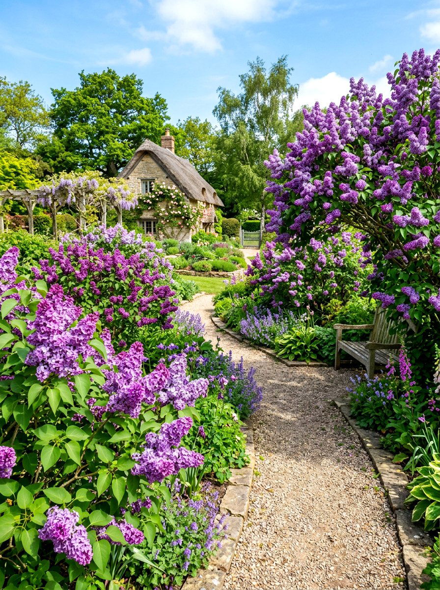 Lilac shrub garden - 30 blue and purple garden ideas
