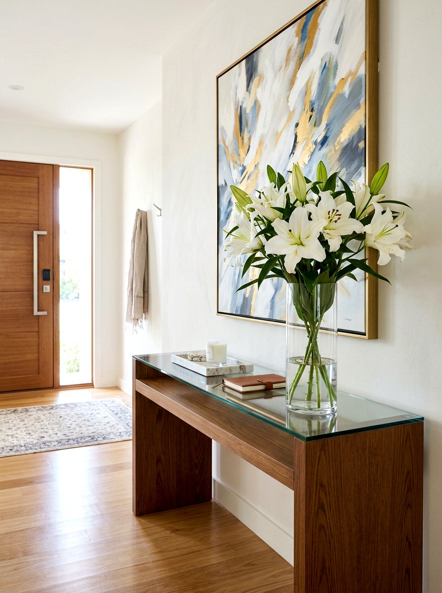 Lilies in tall glass cylinder - 30 market bouquet decor ideas