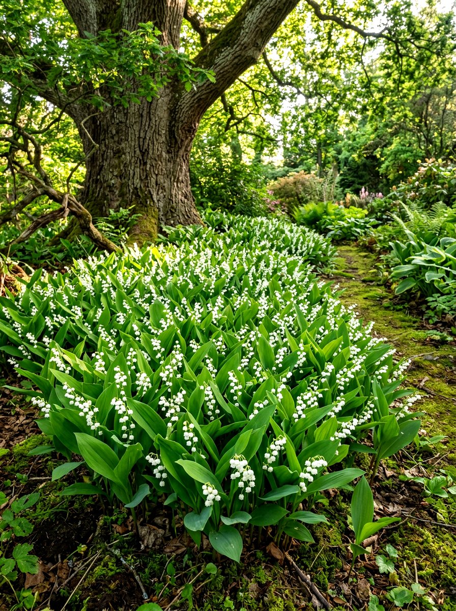 Lily Of The Valley Patch - 30 moonlight white flower border ideas