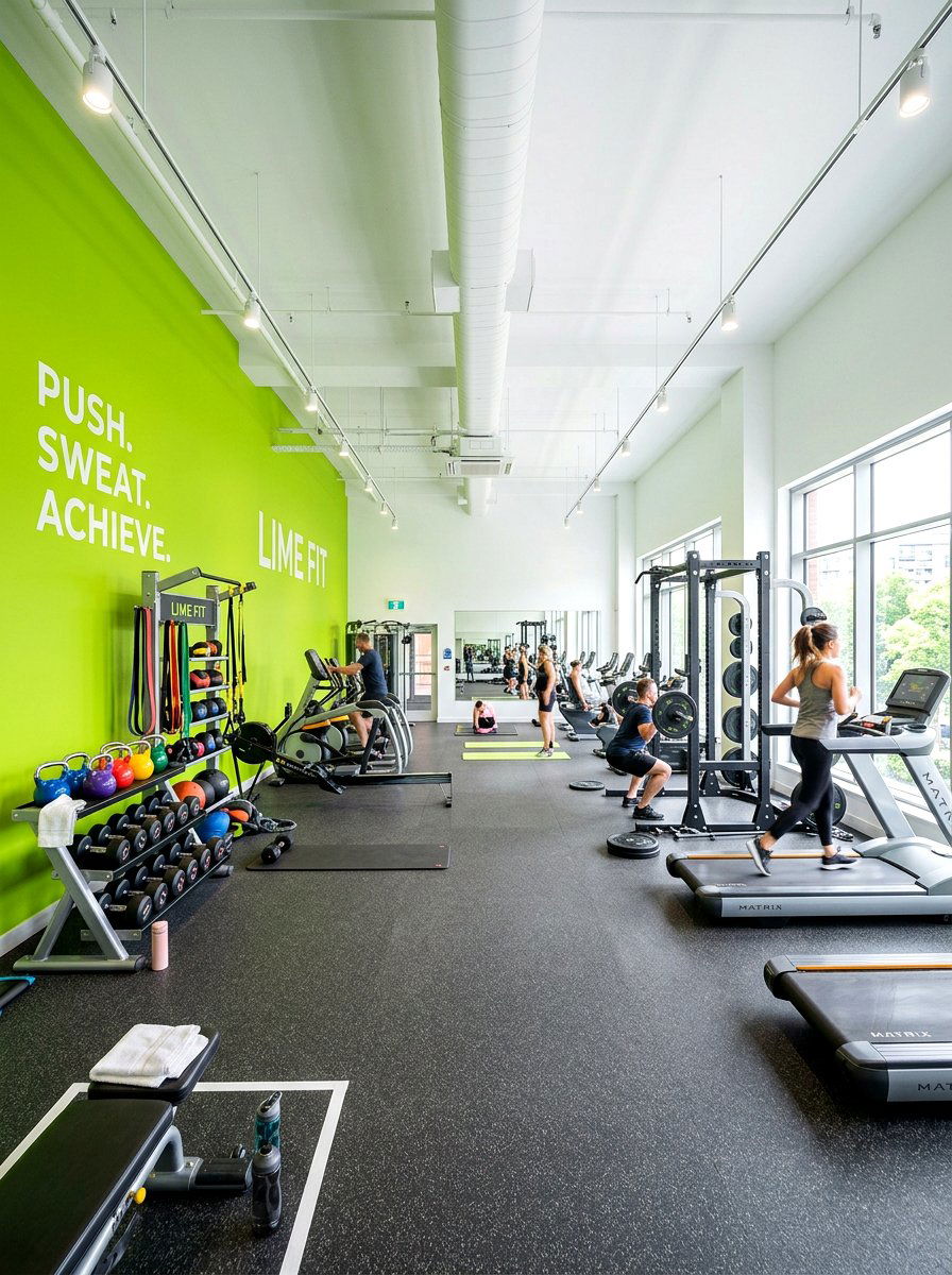 Lime And White Workout Room - 30 color blocked room ideas