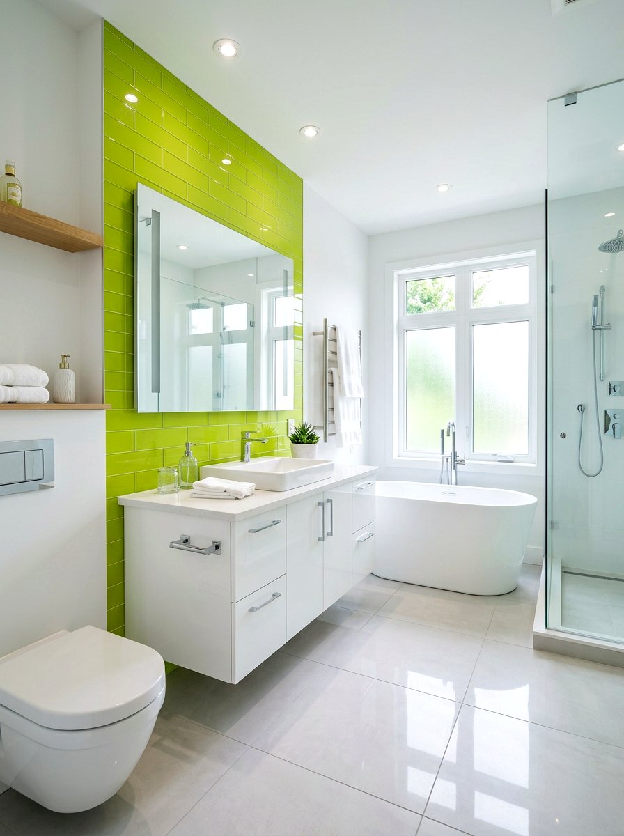 Lime Green Bright Bathroom - 30 green and white bathroom ideas