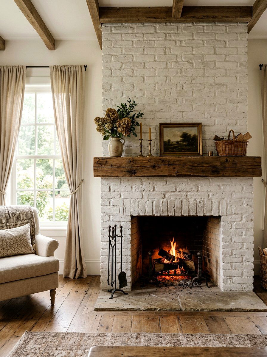 Lime Wash Brick Fireplace - 30 brick fireplace ideas