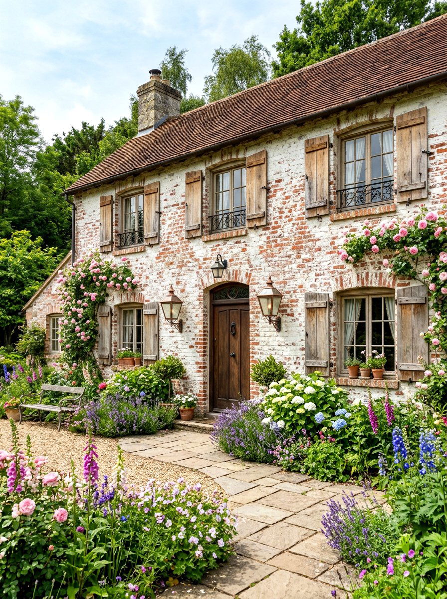 Lime Washed Brick Exterior - 30 front facade makeover ideas aesthetic