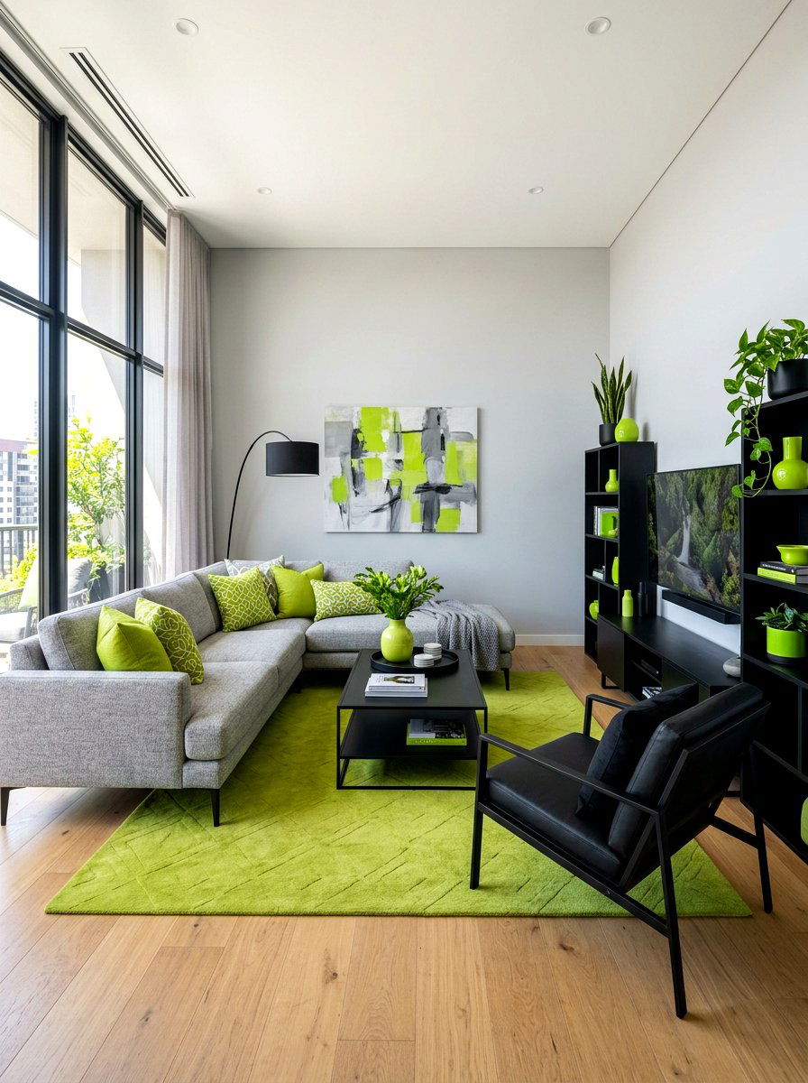 Lime green living room accents - 30 green living room ideas