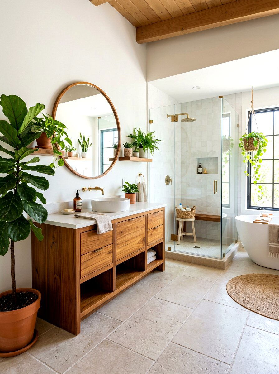 Limestone And Wood Bathroom Decor - 30 limestone bathroom ideas