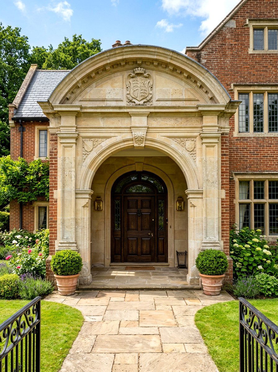 Limestone Archway Brick Entrance - 30 brick and limestone exterior ideas