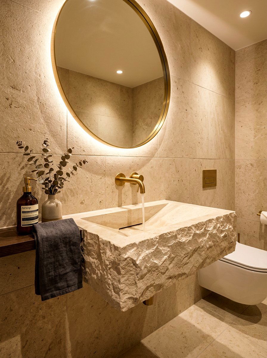 Limestone Bathroom Floating Sink - 30 limestone bathroom ideas