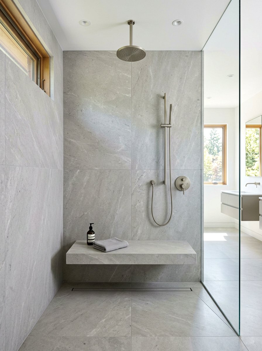 Limestone Bathroom Wall - 30 stone slab shower ideas