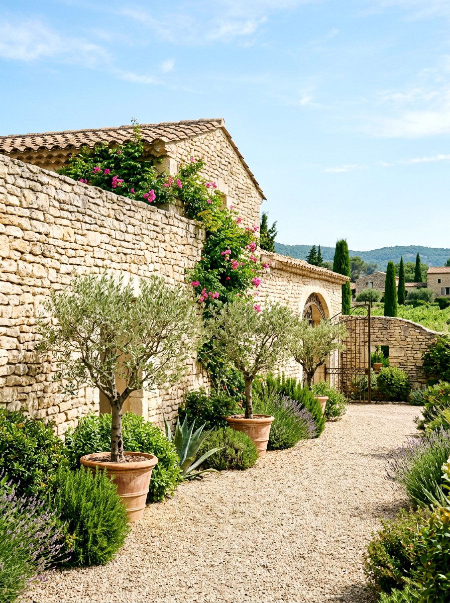 Limestone Courtyard Perimeter Wall - 30 seat wall ideas