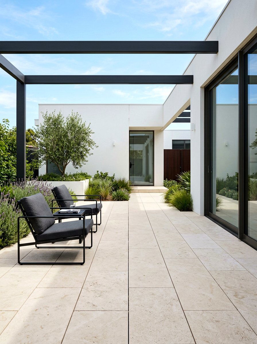 Limestone Courtyard - 30 stone courtyard patio ideas