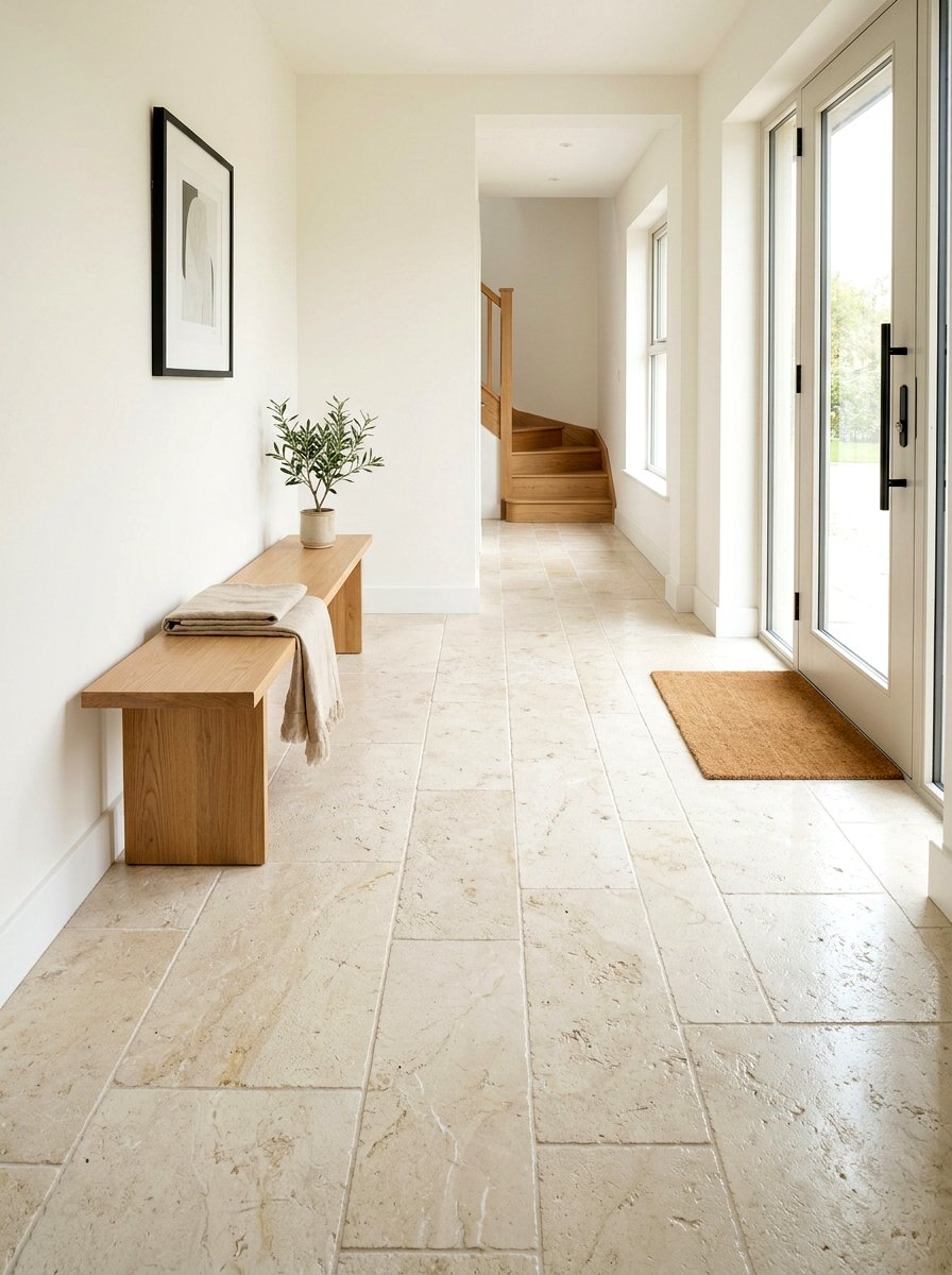 Limestone Floor Entry - 30 old world entryway ideas