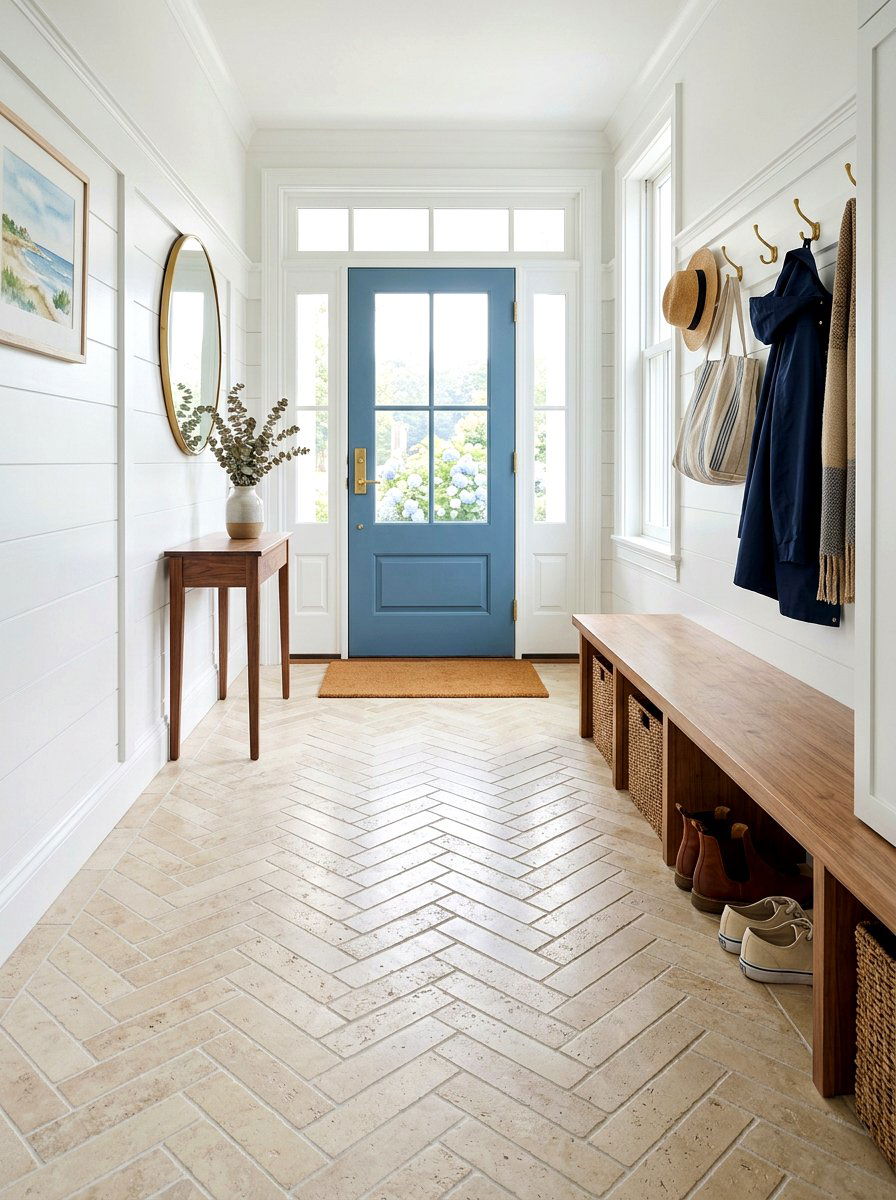 Limestone Floor Tiles - 30 quiet luxury mudroom ideas