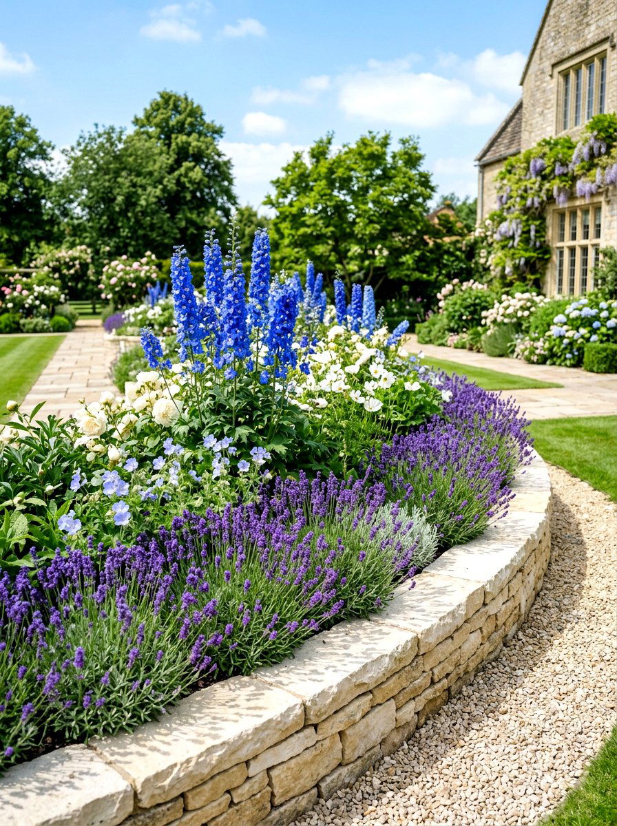 Limestone Flower Bed - 30 retaining wall flower bed ideas