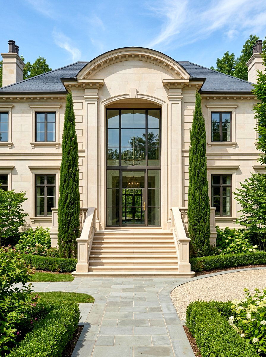 Limestone Front Steps - 30 front steps makeover ideas