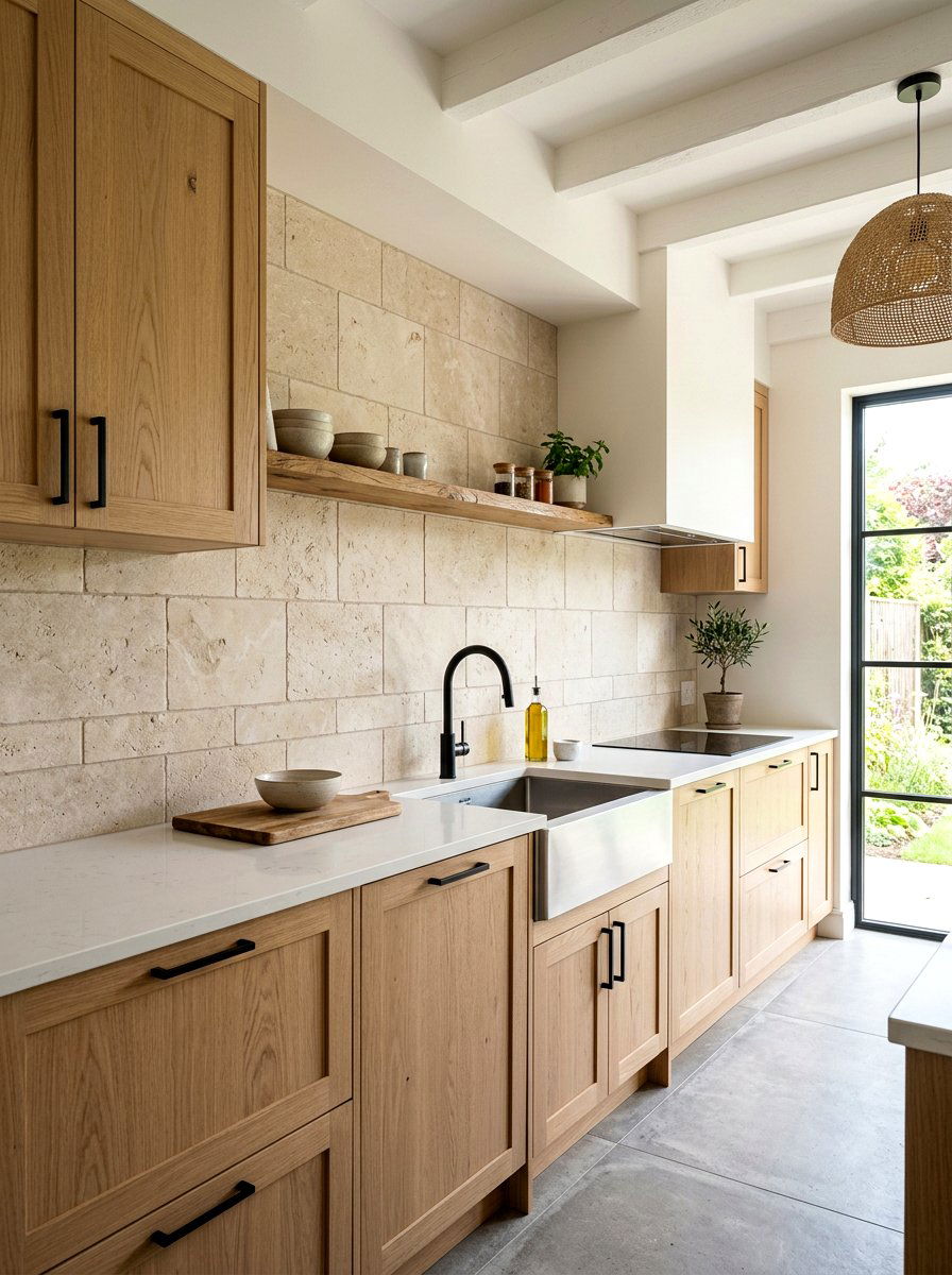 Limestone Kitchen Backsplash Tile - 30 organic modern kitchen ideas
