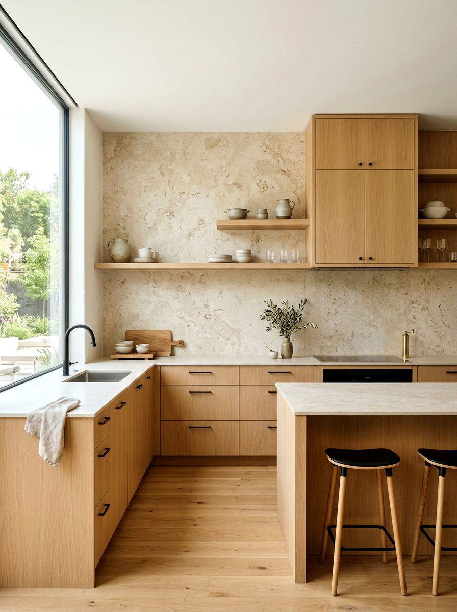 Limestone Kitchen Wall Slab - 30 full slab stone wall kitchen ideas