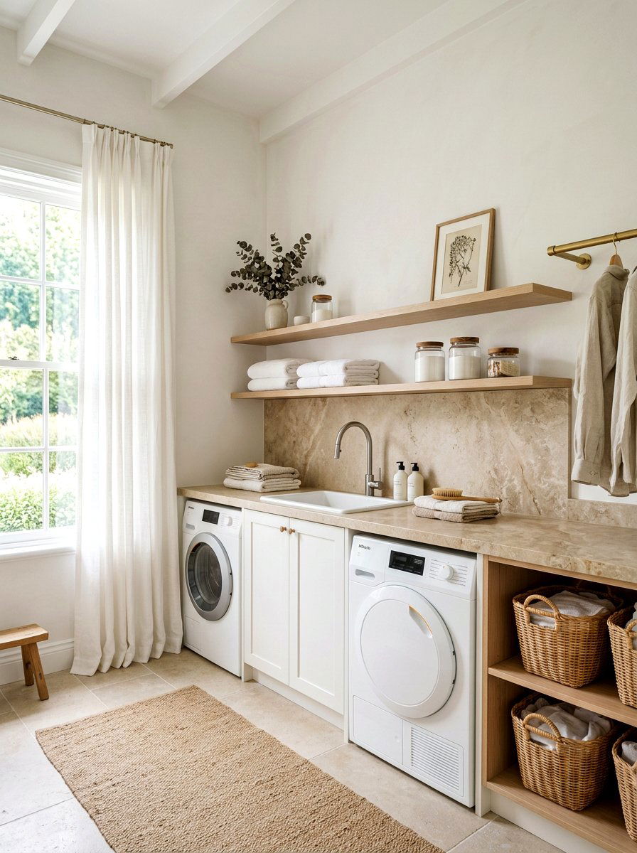 Limestone Laundry Counter - 30 laundry room countertop ideas