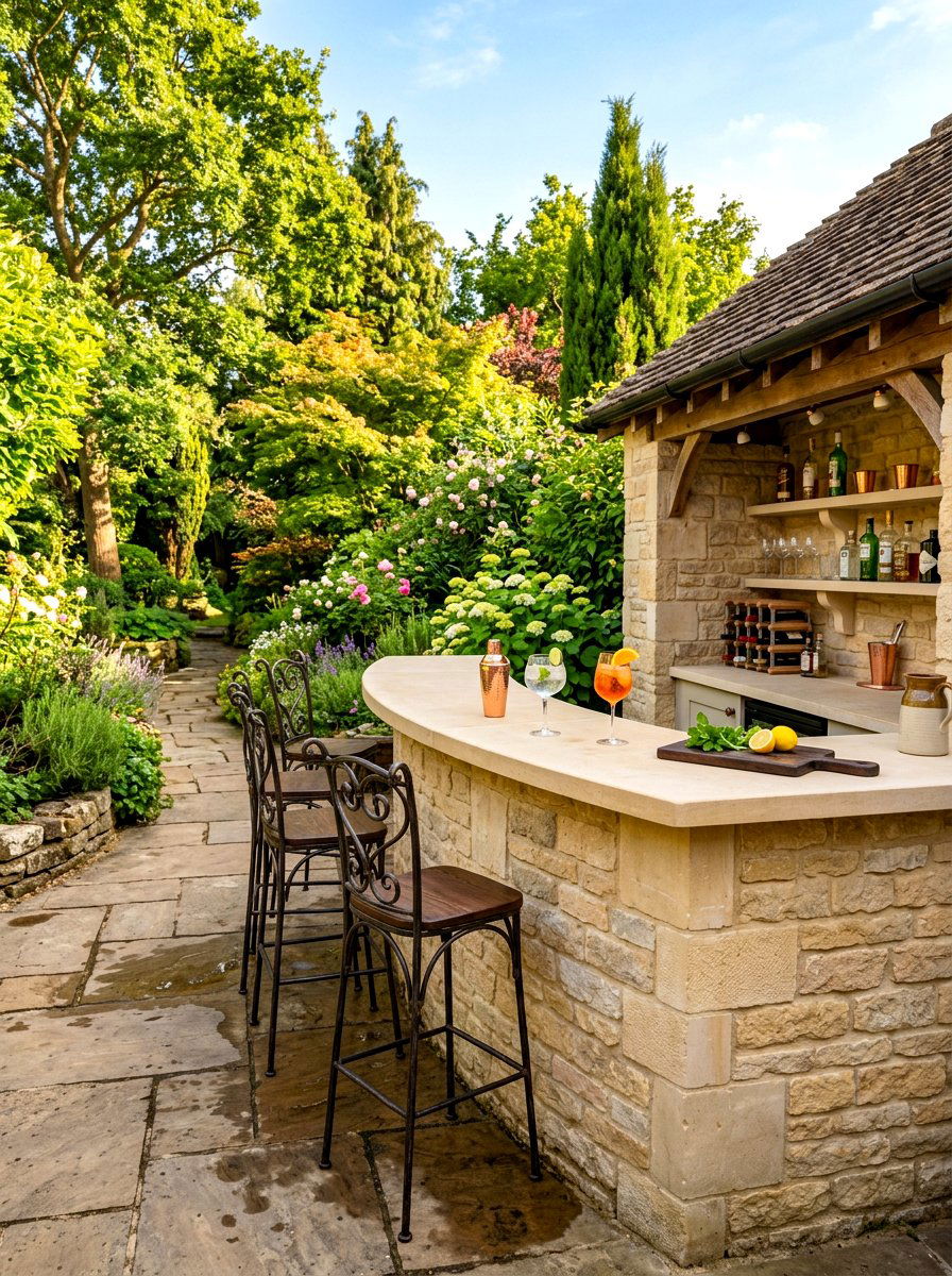 Limestone Outdoor Bar - 30 outdoor countertop ideas