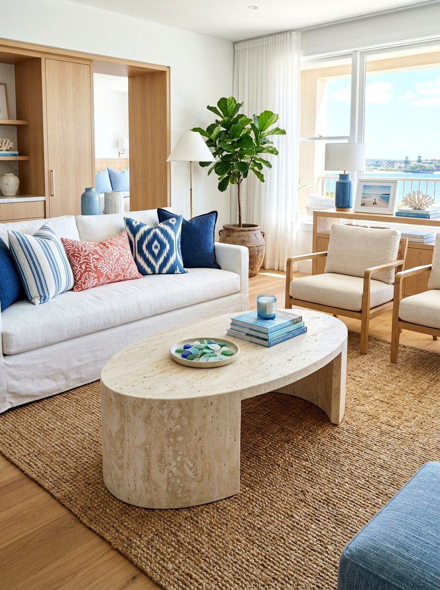 Limestone Oval Coffee Table - 30 stone coffee table ideas