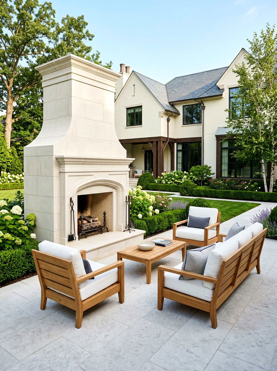 Limestone Patio Fireplace - 30 covered patio fireplace ideas