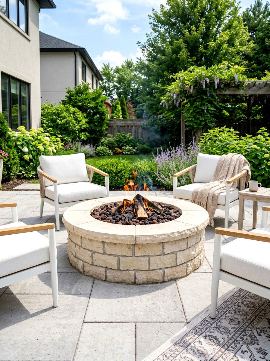 Limestone Paver Fire Pit - 30 stone fire pit ideas