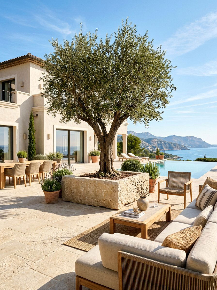Limestone Paver Olive Tree Patio - 30 olive tree patio ideas