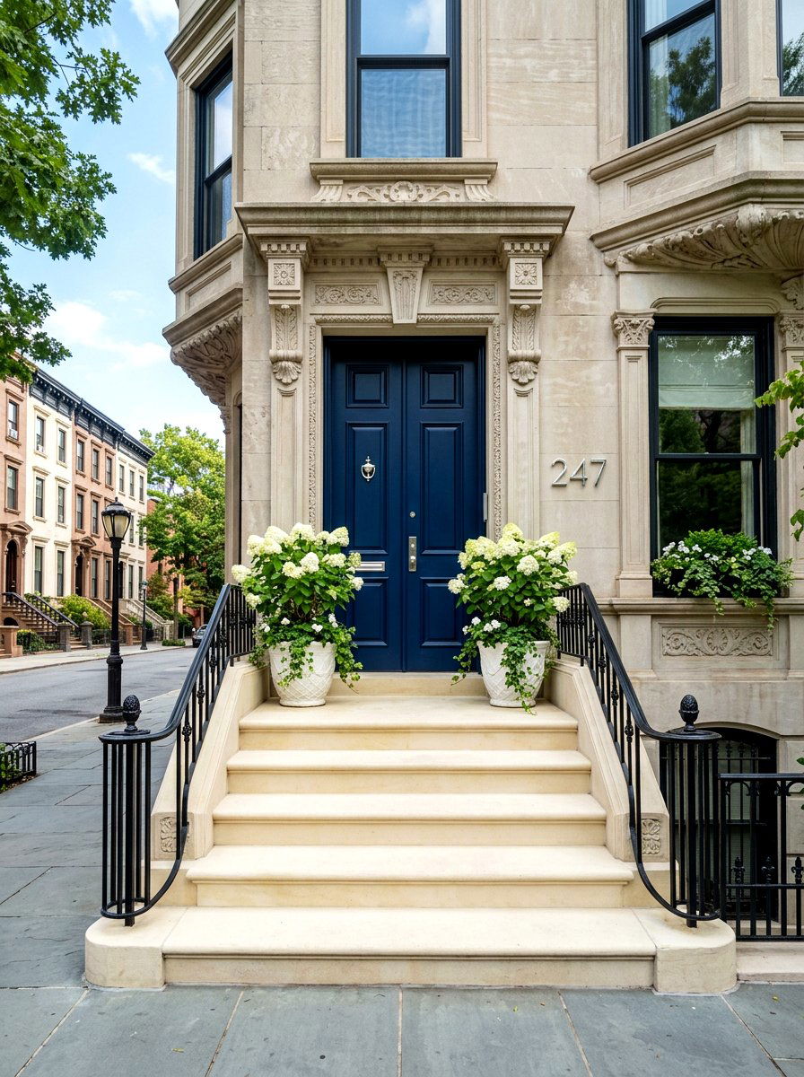 Limestone Restoration Entryway - 30 brownstone stoop ideas