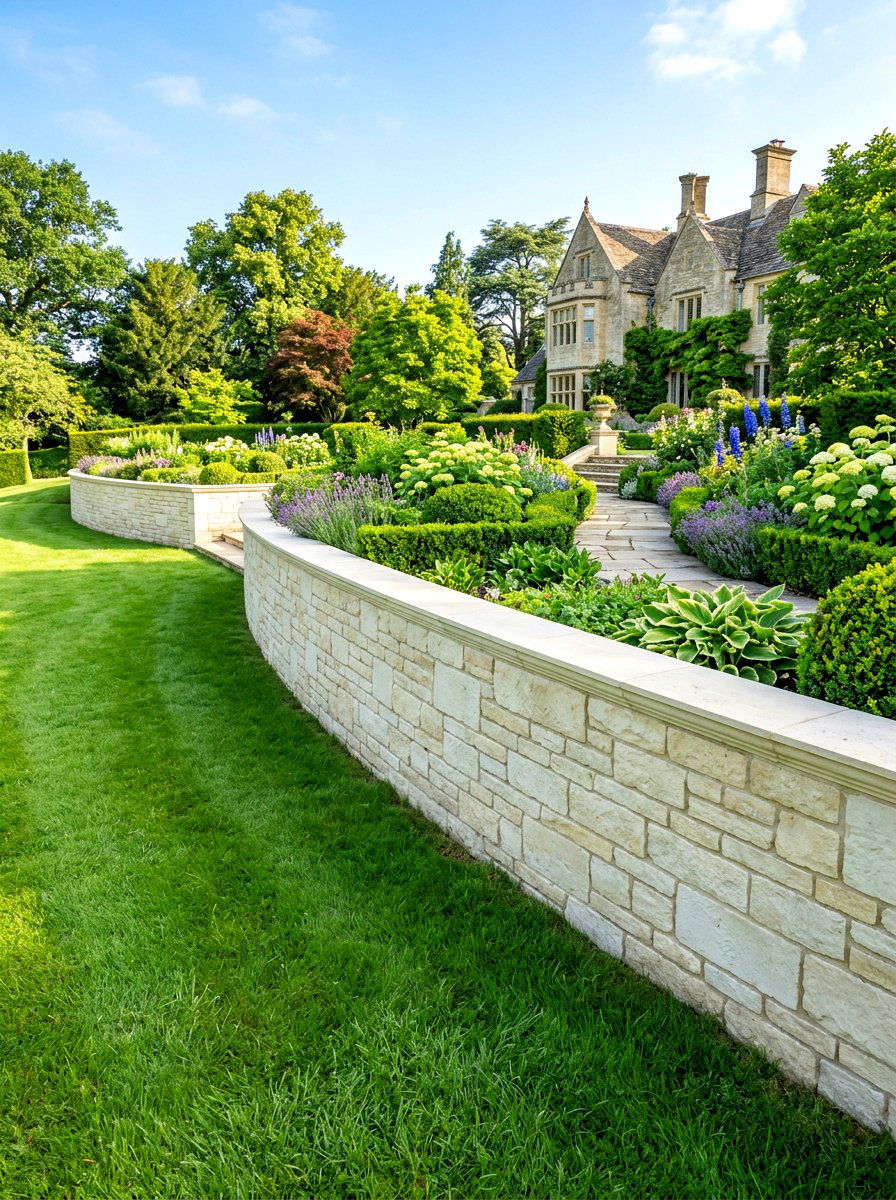 Limestone Retaining Wall - 30 retaining wall ideas