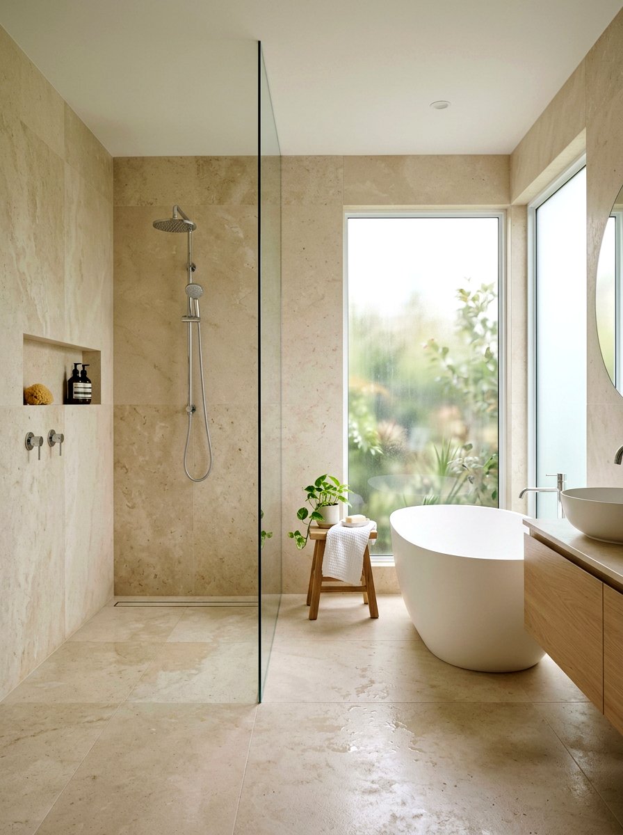 Limestone Slab Shower - 30 stone slab shower wall ideas